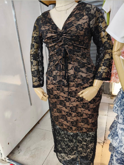 Ladies Plus Size Runched Up Tops With Lacey Skirts Sets